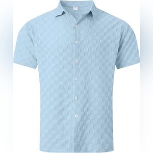 No Boundaries Sky Blue Textured/Checkered Men's Shirt